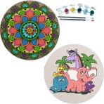 Dudu Gift 2'li Mandala Boyama Seti Aile Etkinliği 2 Ham Mdf Plaka 6 Renk Boya 2 Fırça Model 53