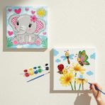 Dudu Gift Anaokulu İlkokul Etkinliği-2'li Tuval Boyama Seti. 20X20 cm Uv Baskı + 6 Akrilik Boya + 1 Fırça-Model-47