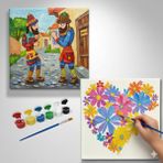 Dudu Gift Okul Etkinliği-2'li Tuval Boyama Seti. 20X20 cm Uv Baskı 6 Akrilik Boya 1 FIRÇA-MODEL-257