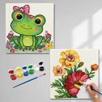 Dudu Gift Okul Etkinliği-2'li Tuval Boyama Seti. 20X20 cm Uv Baskı 6 Akrilik Boya 1 FIRÇA-MODEL-276