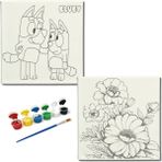 Dudu Gift Okul Etkinliği-2'li Tuval Boyama Seti. 20X20 cm Uv Baskı 6 Akrilik Boya 1 FIRÇA-MODEL-313
