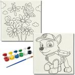 Dudu Gift Okul Etkinliği-2'li Tuval Boyama Seti. 20X20 cm Uv Baskı 6 Akrilik Boya 1 FIRÇA-MODEL-400
