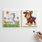 Dudu Gift Okul Etkinliği-2'li Tuval Boyama Seti. 20X20 cm Uv Baskı 6 Akrilik Boya 1 FIRÇA-MODEL-403