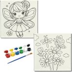 Dudu Gift TATİL-KARNE HEDİYESİ 2'li Tuval Boyama Seti 20 x 20 cm Uv Baskı 6 Akrilik Boya 1 Fırça model 172