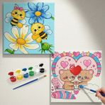 Dudu Gift TATİL-KARNE HEDİYESİ 2'li Tuval Boyama Seti 20X20 cm Uv Baskı 6 Akrilik Boya 1 FIRÇA-MODEL-200