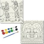 Dudu Gift TATİL-KARNE HEDİYESİ 2'li Tuval Boyama Seti 20X20 cm Uv Baskı 6 Akrilik Boya 1 FIRÇA-MODEL-204