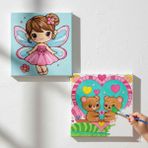 Dudu Gift TATİL-KARNE HEDİYESİ 2'li Tuval Boyama Seti 20X20 cm Uv Baskı 6 Akrilik Boya 1 FIRÇA-MODEL-212