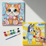 Dudu Gift TATİL-KARNE HEDİYESİ 2'li Tuval Boyama Seti 20X20 cm Uv Baskı 6 Akrilik Boya 1 FIRÇA-MODEL-221