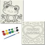 Dudu Gift TATİL-KARNE HEDİYESİ 2'li Tuval Boyama Seti 20X20 cm Uv Baskı 6 Akrilik Boya 1 FIRÇA-MODEL-244