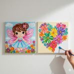 Dudu Gift TATİL-KARNE HEDİYESİ 2'li Tuval Boyama Seti 20X20 cm Uv Baskı 6 Akrilik Boya 1 FIRÇA-MODEL-249