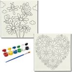 Dudu Gift TATİL-KARNE HEDİYESİ 2'li Tuval Boyama Seti 20X20 cm Uv Baskı 6 Akrilik Boya 1 FIRÇA-MODEL-253