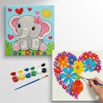 Dudu Gift TATİL-KARNE HEDİYESİ 2'li Tuval Boyama Seti 20X20 cm Uv Baskı 6 Akrilik Boya 1 FIRÇA-MODEL-259
