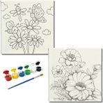 Dudu Gift TATİL-KARNE HEDİYESİ 2'li Tuval Boyama Seti 20X20 cm Uv Baskı 6 Akrilik Boya 1 FIRÇA-MODEL-273
