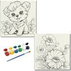 Dudu Gift TATİL-KARNE HEDİYESİ 2'li Tuval Boyama Seti 20X20 cm Uv Baskı 6 Akrilik Boya 1 FIRÇA-MODEL-275