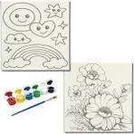 Dudu Gift TATİL-KARNE HEDİYESİ 2'li Tuval Boyama Seti 20X20 cm Uv Baskı 6 Akrilik Boya 1 FIRÇA-MODEL-279