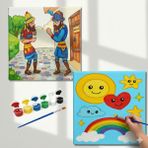 Dudu Gift TATİL-KARNE HEDİYESİ 2'li Tuval Boyama Seti 20X20 cm Uv Baskı 6 Akrilik Boya 1 FIRÇA-MODEL-289