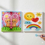 Dudu Gift TATİL-KARNE HEDİYESİ 2'li Tuval Boyama Seti 20X20 cm Uv Baskı 6 Akrilik Boya 1 FIRÇA-MODEL-295