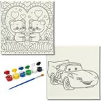 Dudu Gift TATİL-KARNE HEDİYESİ 2'li Tuval Boyama Seti 20X20 cm Uv Baskı 6 Akrilik Boya 1 FIRÇA-MODEL-306