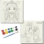 Dudu Gift TATİL-KARNE HEDİYESİ 2'li Tuval Boyama Seti 20X20 cm Uv Baskı 6 Akrilik Boya 1 FIRÇA-MODEL-309