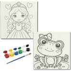 Dudu Gift TATİL-KARNE HEDİYESİ 2'li Tuval Boyama Seti 20X20 cm Uv Baskı 6 Akrilik Boya 1 FIRÇA-MODEL-334