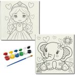 Dudu Gift TATİL-KARNE HEDİYESİ 2'li Tuval Boyama Seti 20X20 cm Uv Baskı 6 Akrilik Boya 1 FIRÇA-MODEL-342