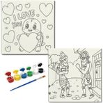 Dudu Gift TATİL-KARNE HEDİYESİ 2'li Tuval Boyama Seti 20X20 cm Uv Baskı 6 Akrilik Boya 1 FIRÇA-MODEL-349