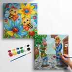 Dudu Gift TATİL-KARNE HEDİYESİ 2'li Tuval Boyama Seti 20X20 cm Uv Baskı 6 Akrilik Boya 1 FIRÇA-MODEL-355