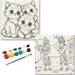 Dudu Gift TATİL-KARNE HEDİYESİ 2'li Tuval Boyama Seti 20X20 cm Uv Baskı 6 Akrilik Boya 1 FIRÇA-MODEL-359
