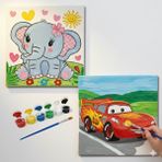 Dudu Gift TATİL-KARNE HEDİYESİ 2'li Tuval Boyama Seti 20X20 cm Uv Baskı 6 Akrilik Boya 1 FIRÇA-MODEL-367
