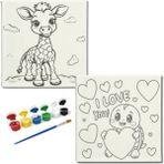 Dudu Gift TATİL-KARNE HEDİYESİ 2'li Tuval Boyama Seti 20X20 cm Uv Baskı 6 Akrilik Boya 1 FIRÇA-MODEL-380