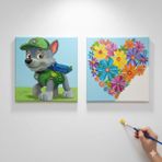 Dudu Gift TATİL-KARNE HEDİYESİ 2'li Tuval Boyama Seti 20X20 cm Uv Baskı 6 Akrilik Boya 1 FIRÇA-MODEL-410