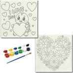 Dudu Gift TATİL-KARNE HEDİYESİ 2'li Tuval Boyama Seti 20X20 cm Uv Baskı 6 Akrilik Boya 1 FIRÇA-MODEL-412