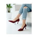 DUDYEN SHOES Bordo Rugan Stiletto Kadın Topuklu ayakkabı 7cm