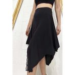 Due Stelle Siyah Asimetrik Kloş Dantel Detaylı Tango Eteği - 2XL