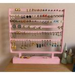 DU&ER 💍 Küpe Organizer Standı – Çok Bölmeli Takı ve Küpe Düzenleyici Dekoratif Stand - Pembe