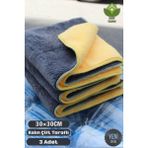 Duff Clean 3 Adet Mikrofiber Biyeli Kalın Çift Taraflı Araç Kurulama Havlusu ve Cila Bezi 30 X30CM Sarı- Gri - 30 cm