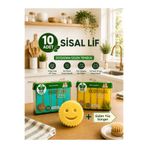 DUFF CLEAN Eco Sisal 10 Adet SisalLifli Sisal Sünger Çok Amaçlı Mutfak Temizlik Süngeri+1adet Gülen Yüz Hediye Sünger