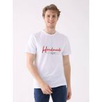 Dufy Beyaz Erkek Regular Fit Baskılı Casual O Yaka T-shirt - 2XL