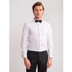 Dufy Beyaz Erkek Slim Fit Çizgili Ata Yaka Uzun Kol Gömlek - 58653