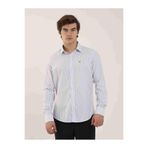 Dufy Beyaz Erkek Slim Fit Çizgili Brent Yaka Uzun Kol Gömlek