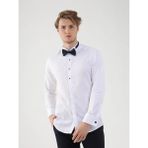 Dufy Beyaz Erkek Slim Fit Desenli Ata Yaka Duble Manşetli Kol Gömlek - 42