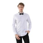 Dufy Beyaz Erkek Slim Fit Düz Ata Yaka Duble Manşetli Kol Gömlek - 94418