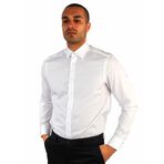 Dufy Beyaz Erkek Slim Fit Düz Brent Yaka Uzun Kol Gömlek - 36106