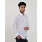 Dufy Beyaz Erkek Slim Fit Düz Brent Yaka Uzun Kol Gömlek - 40
