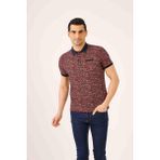 Dufy Bordo Erkek Regular Fit Desenli Polo Yaka T-shirt - 70026