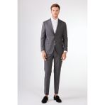 Dufy Gri Düz Renk Yünlü Slim Fit Erkek Takım Elbise - 6 Drop - 48
