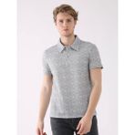 Dufy Gri Erkek Ekstra Slim Fit Desenli Casual Polo Yaka T-shirt - XL