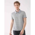 Dufy Gri Erkek Ekstra Slim Fit Desenli Casual Polo Yaka T-shirt
