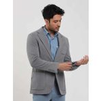 Dufy Gri Erkek Slim Fit Balıksırtı Desenli Mono Yaka Ceket - 104447