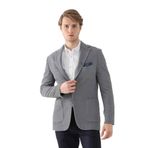 Dufy Gri Erkek Slim Fit Desenli Mono Yaka Ceket - 95384